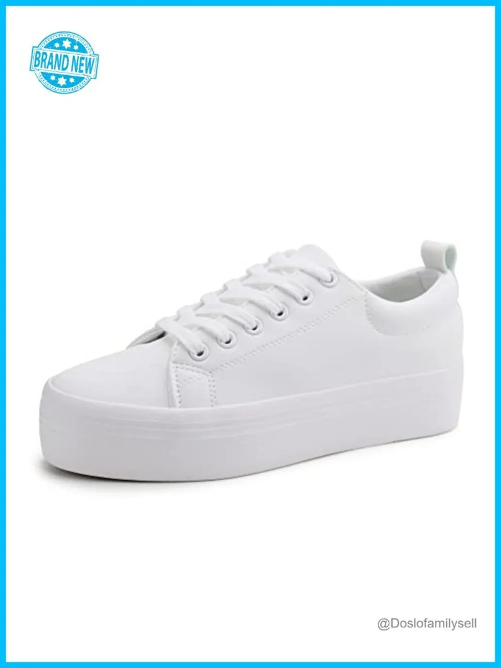 Lace Up Platform Sneakers Synthetic Leather Comfort Walking Athletic